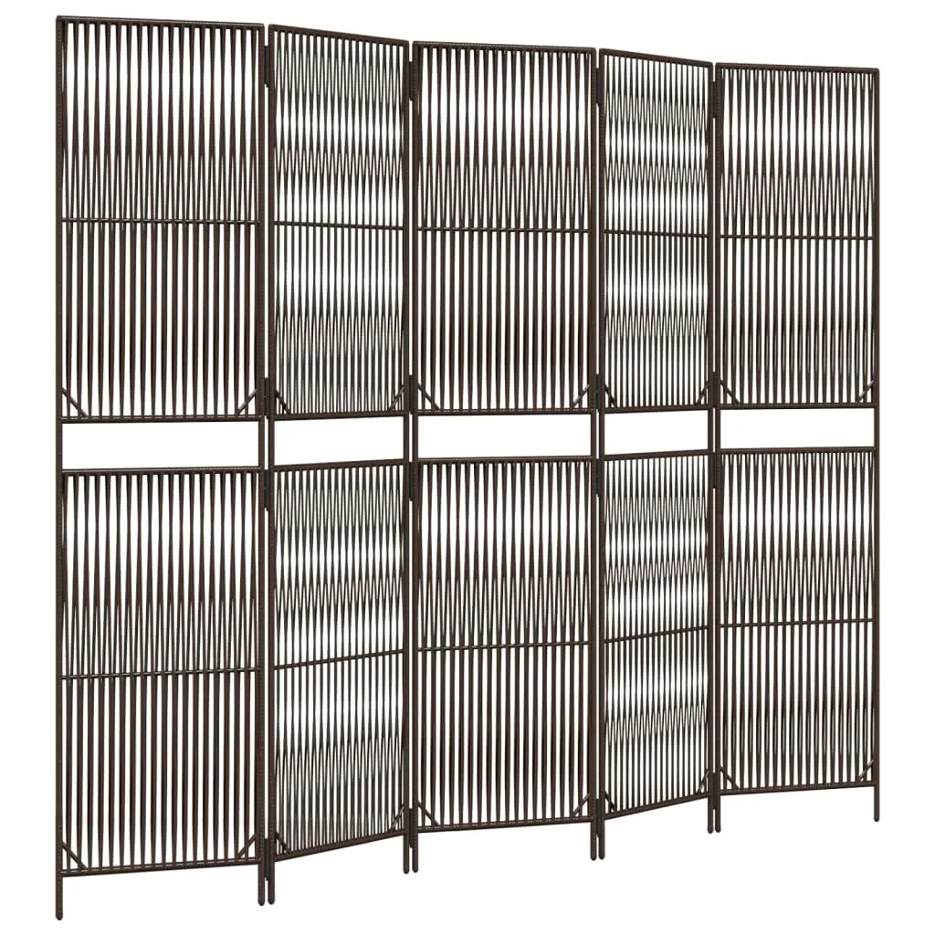 parawan-5-panelowy-brazowy-polirattan