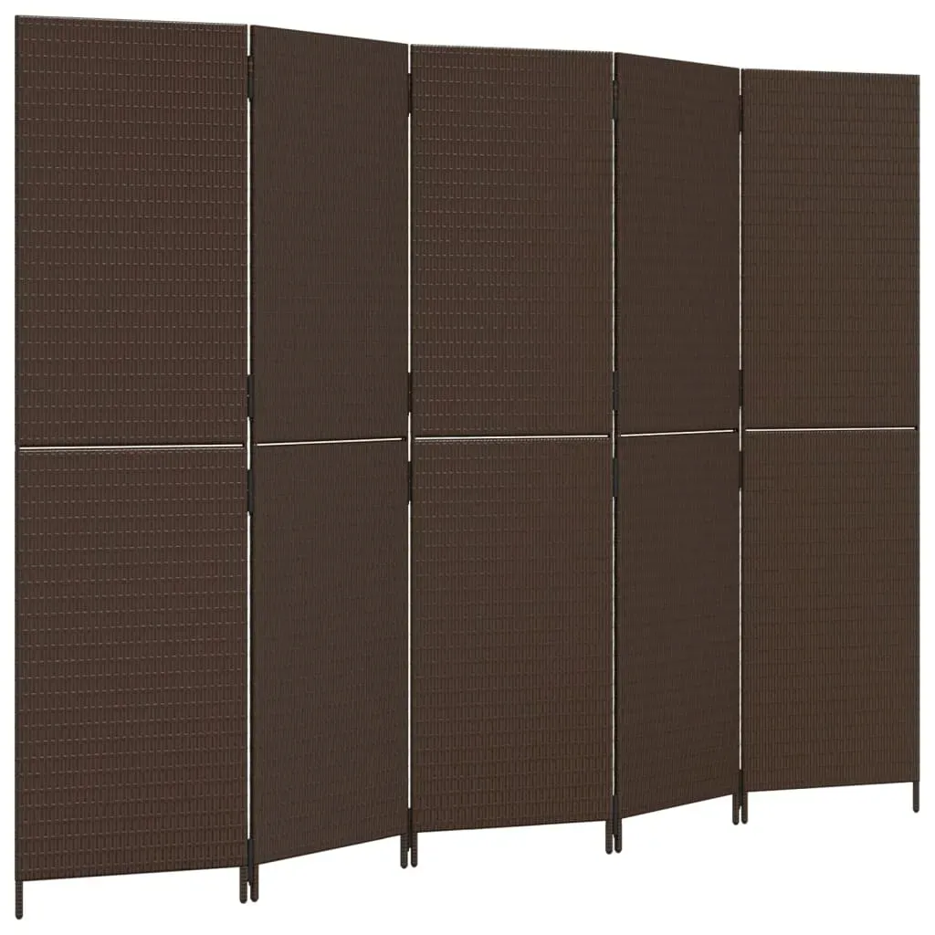 parawan-5-panelowy-brazowy-polirattan