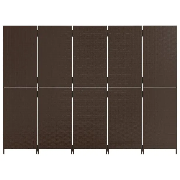 parawan-5-panelowy-brazowy-polirattan