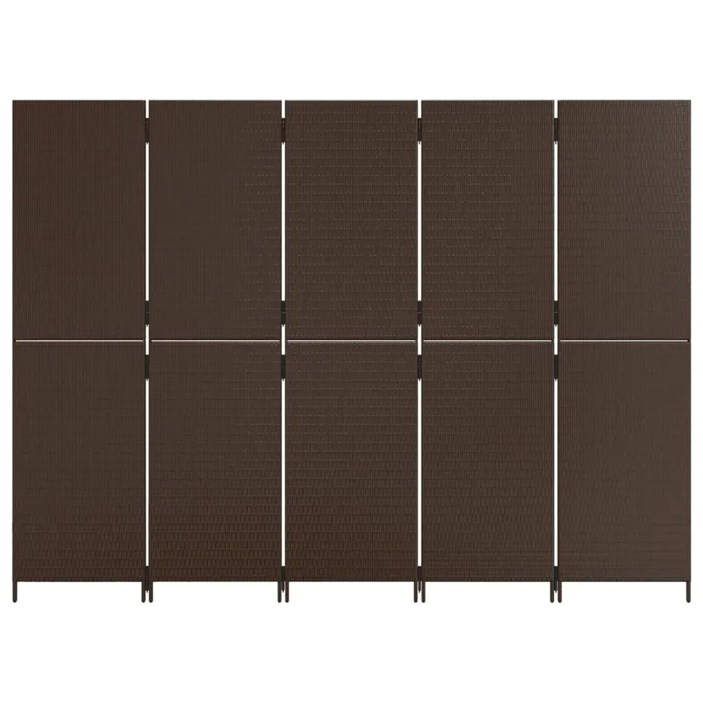 parawan-5-panelowy-brazowy-polirattan