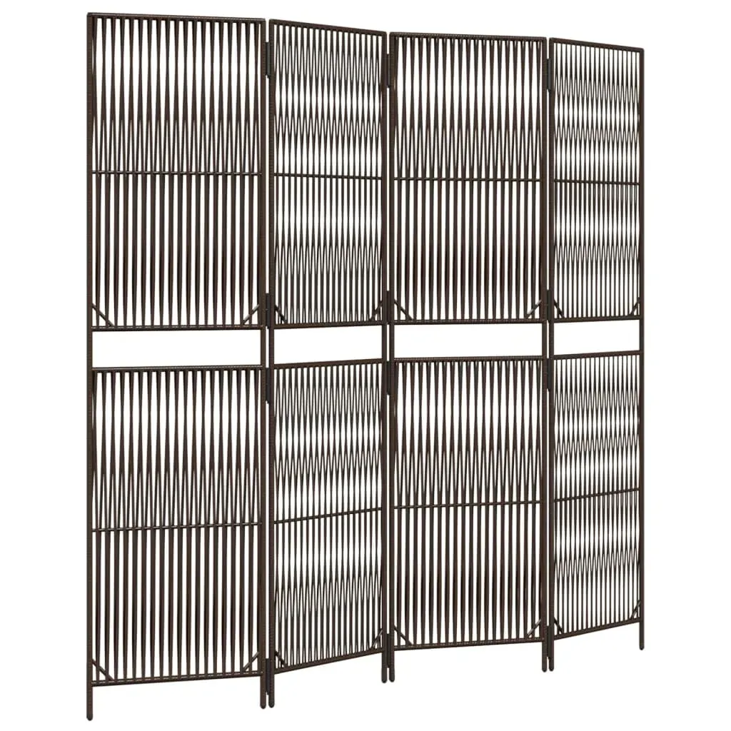 parawan-4-panelowy-brazowy-polirattan