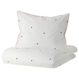 ikea-vankrets-komplet-poscieli-150x200-50x60-wzor-w-kropki-bialy-posciel