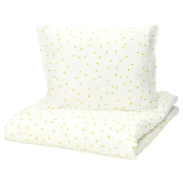ikea-barndrom-komplet-poscieli-bialy-zolty-wzor-w-kropki150x200-50x60-cm