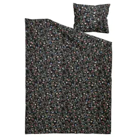 ikea-brudkrusbar-posciel-na-koldre-150x200-i-poszewka-50x60-czarny-kwiatowy