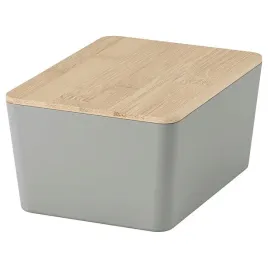 ikea-kuggis-pudelko-pojemnik-z-pokrywka-jasnoszary-bambus-13x18x8-cm
